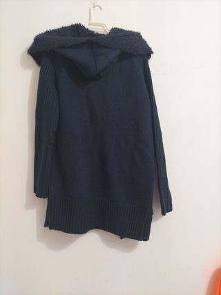 Chaqueta azul con borreguito de lana y ante