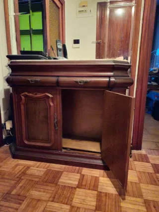 Mueble de entrada madera y mármol