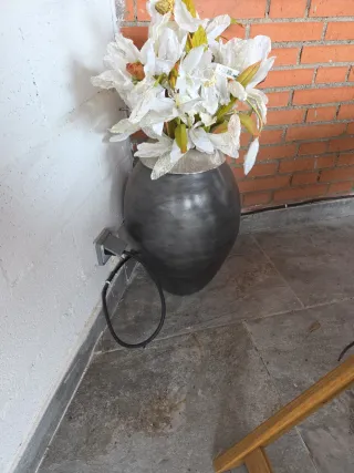 Jarrón Grande Gris y Blanco