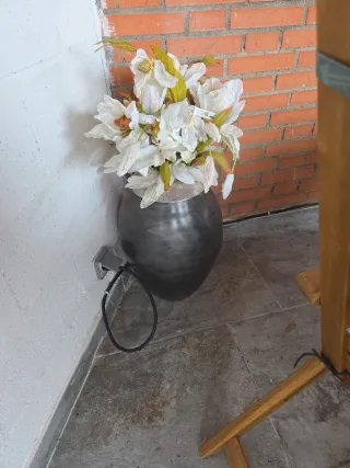 Jarrón Grande Gris y Blanco