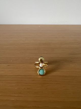 Anillo Tous Dorado con Turquesa y Perla