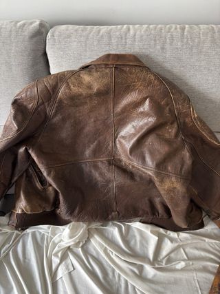 Chaqueta de cuero vintage marrón