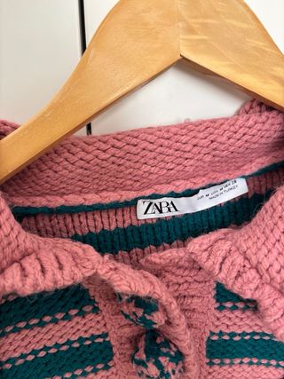 Jersey Zara M Rosa y Verde Rayas
