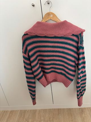 Jersey Zara M Rosa y Verde Rayas