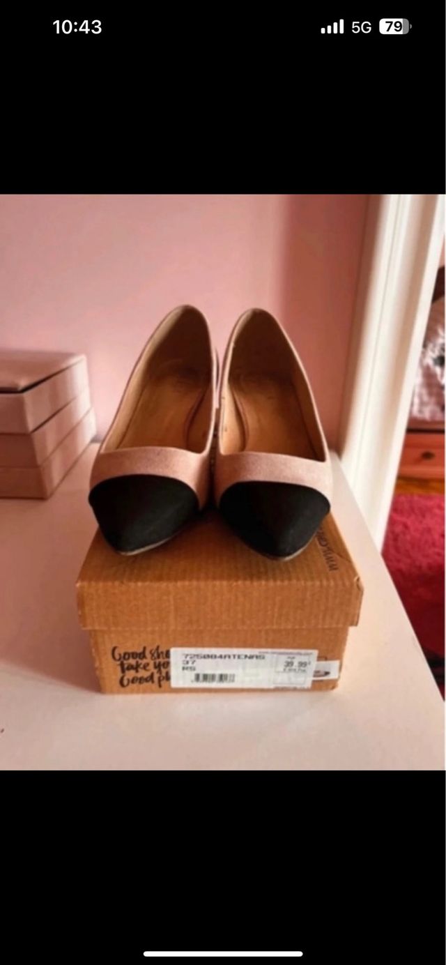 Zapatos planos mujer rosa y negro T37