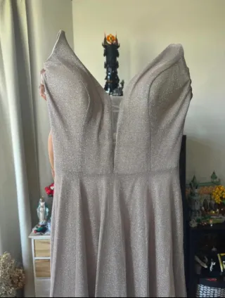 Vestido de fiesta beige/dorado Talla S
