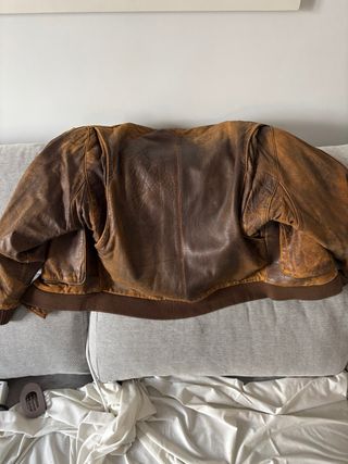 Chaqueta Cuero Vintage Marrón