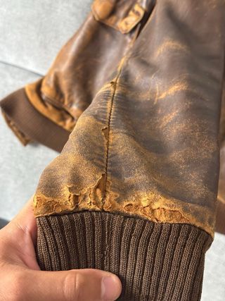 Chaqueta Cuero Vintage Marrón