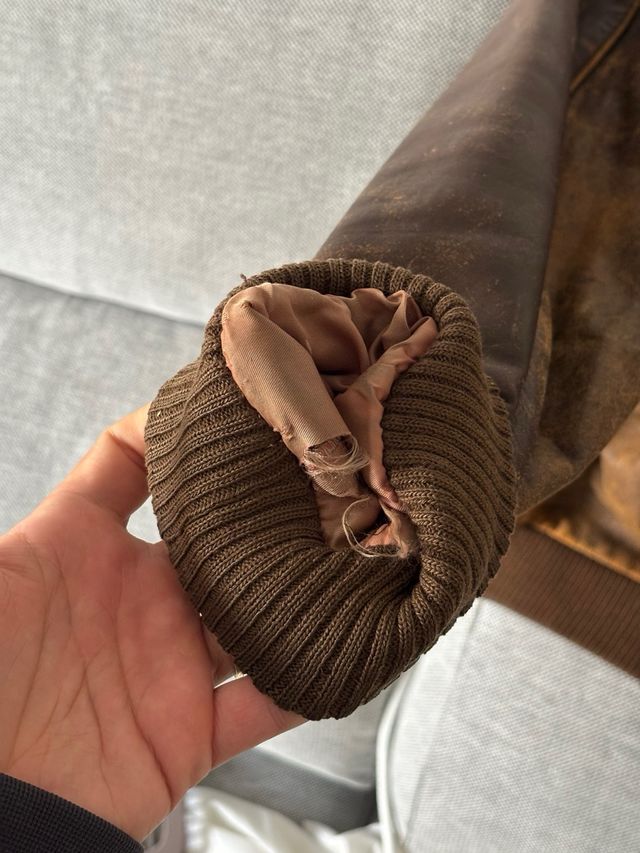 Chaqueta Cuero Vintage Marrón