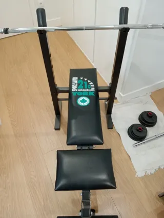 Press de Banca Space Saver + barra incluida +pesas