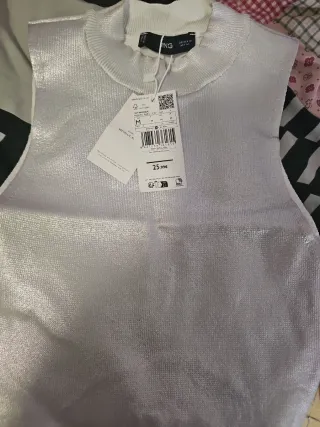 Camiseta Mango plateada M