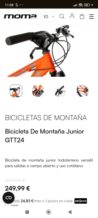 Bicicleta Moma Rin24 Frenos Disco