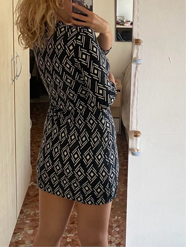 Vestido URBAN by Venca Negro y Blanco Talla S