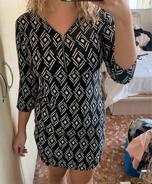 Vestido URBAN by Venca Negro y Blanco Talla S