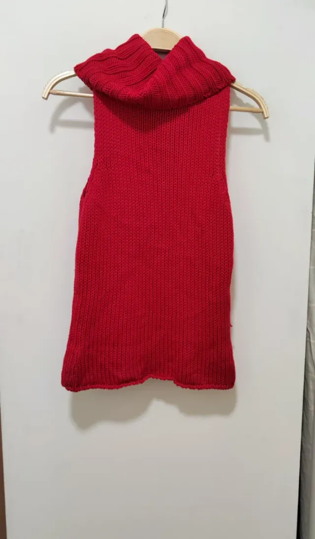 Jersey cuello alto sin mangas mujer rojo