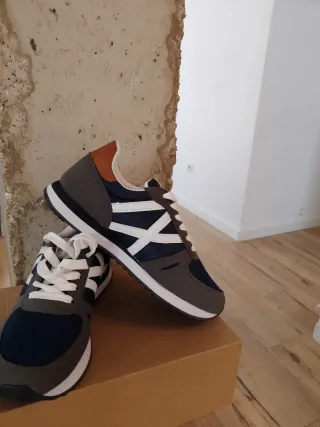Zapatillas Munich niño azul y gris