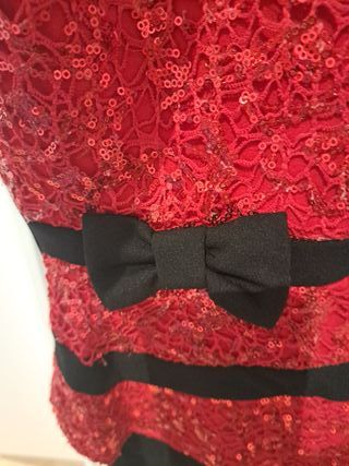 Vestido fiesta lentejuelas rojo y negro T. S/M
