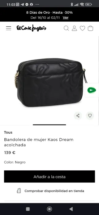 Bolso Tous Kaos Dream acolchado negro