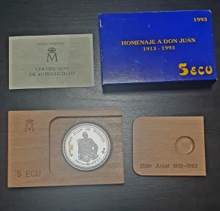 Moneda Cinco Ecus Plata