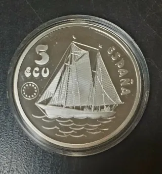 Moneda Cinco Ecus Plata