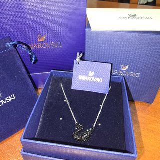 Collana Swarovski Cigno Nero Rodiato