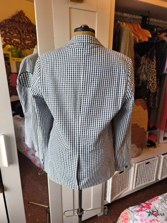 Americana cuadros blanco y negro