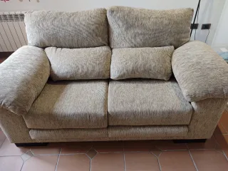 Sofá de 2 plazas tela beige 