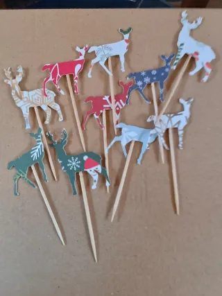 10 Mini Toppers Reno Navidad