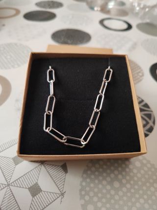 Collar eslabones acero plateado