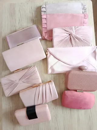 Lote 3 bolsos fiesta rosa palo