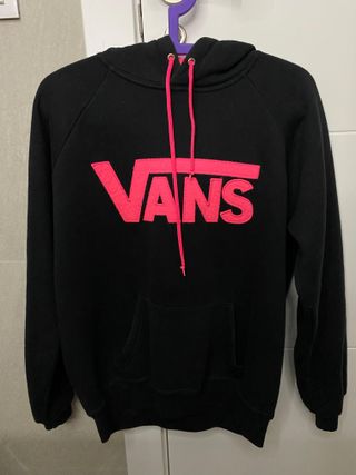 Sudadera Vans Negra con Logo Rosa