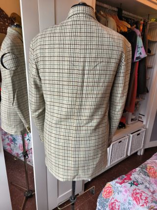 Americana Vintage Cuadros Beige y Verde