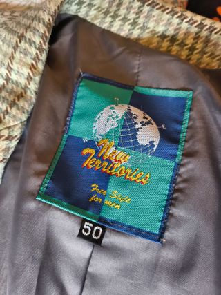 Americana Vintage Cuadros Beige y Verde
