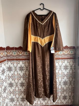 Vestido Medieval Sabat Mujer Marrón y Dorado. 
