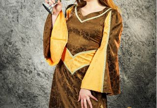 Vestido Medieval Sabat Mujer Marrón y Dorado. 
