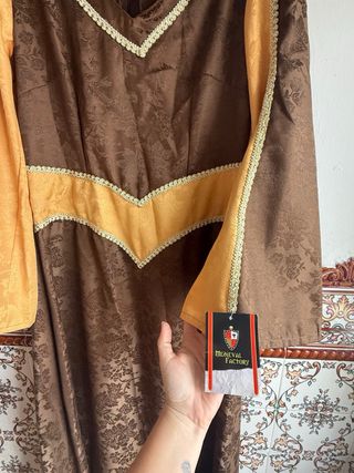 Vestido Medieval Sabat Mujer Marrón y Dorado. 