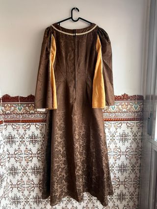 Vestido Medieval Sabat Mujer Marrón y Dorado. 