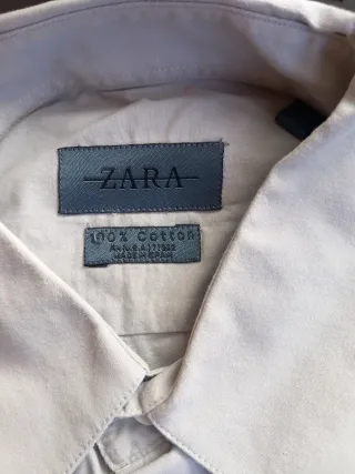Camisa Zara Gris claro Manga Larga 100% Algodón