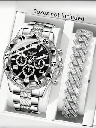 Reloj Hombre Negro y Plateado