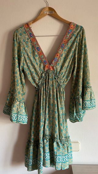 Vestido vintage seda estampado