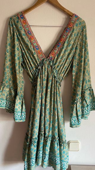 Vestido vintage seda estampado