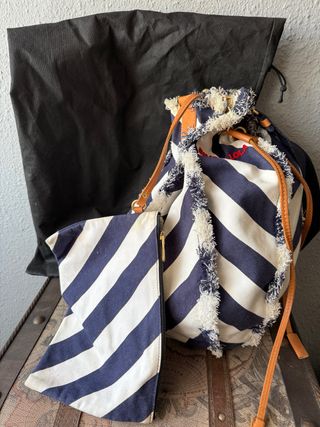 Bolso Bimba y Lola Rayas Azul Blanco