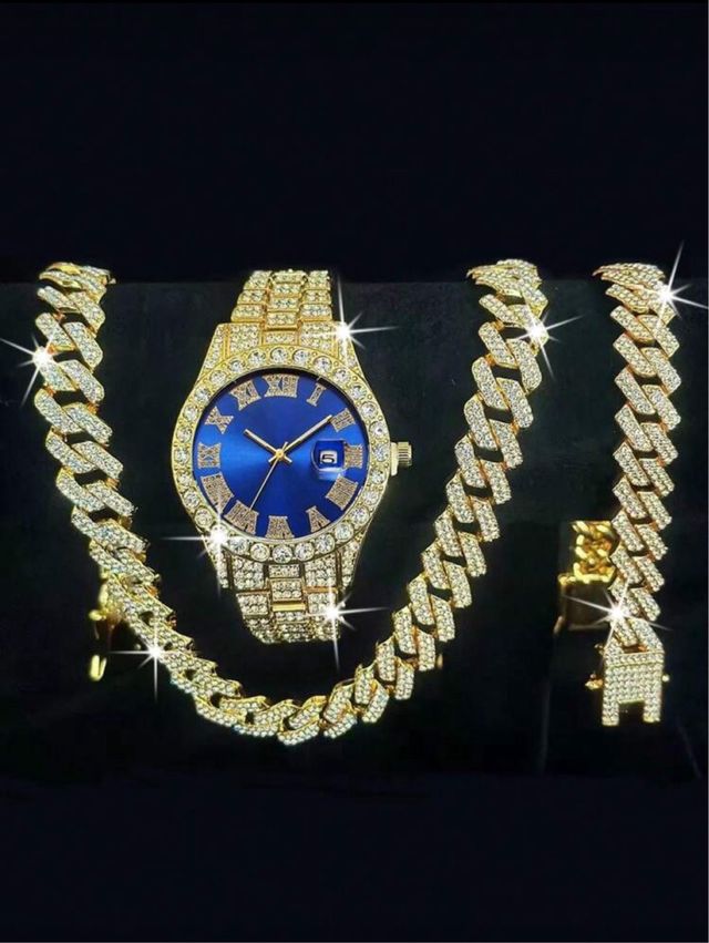 Reloj de hombre con cadena y pulsera