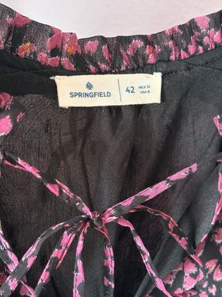 Vestido estampado flores negro y rosa