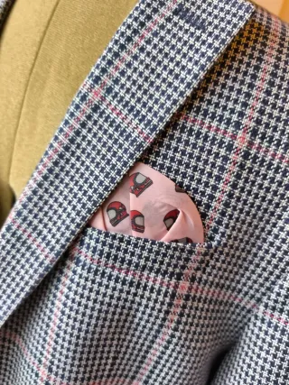 Americana cuadros gris y rosa