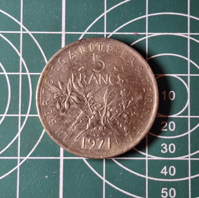 1971 Moneda 5 Francos Francia Coleccionable