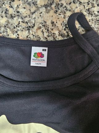 Camiseta negra tirantes S dibujo bebé