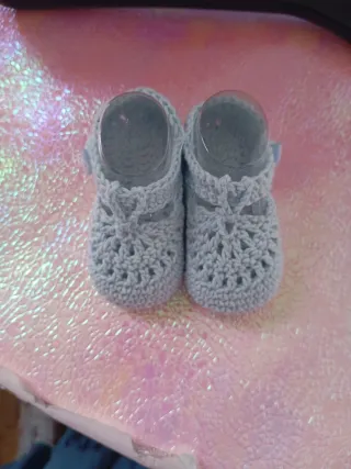 Patucos bebé crochet azul