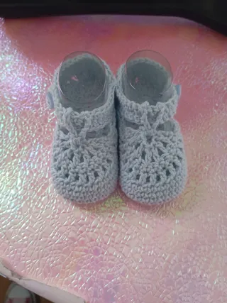 Patucos bebé crochet azul
