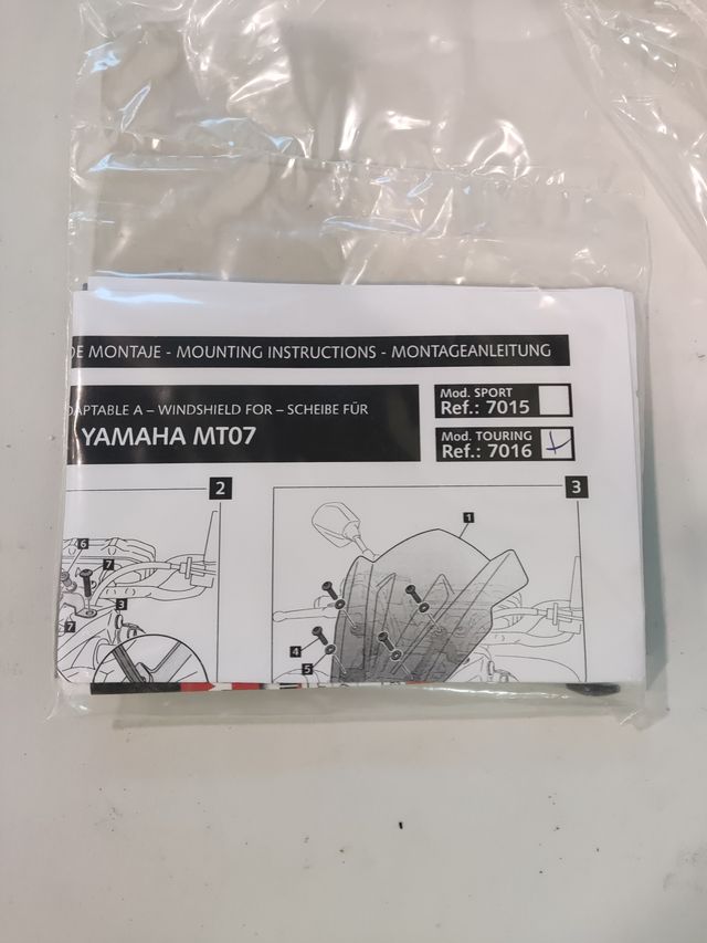 Parabrisas Yamaha MT07 Touring Transparente